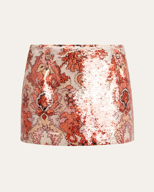 Juno Sequined Damask Mini Skirt